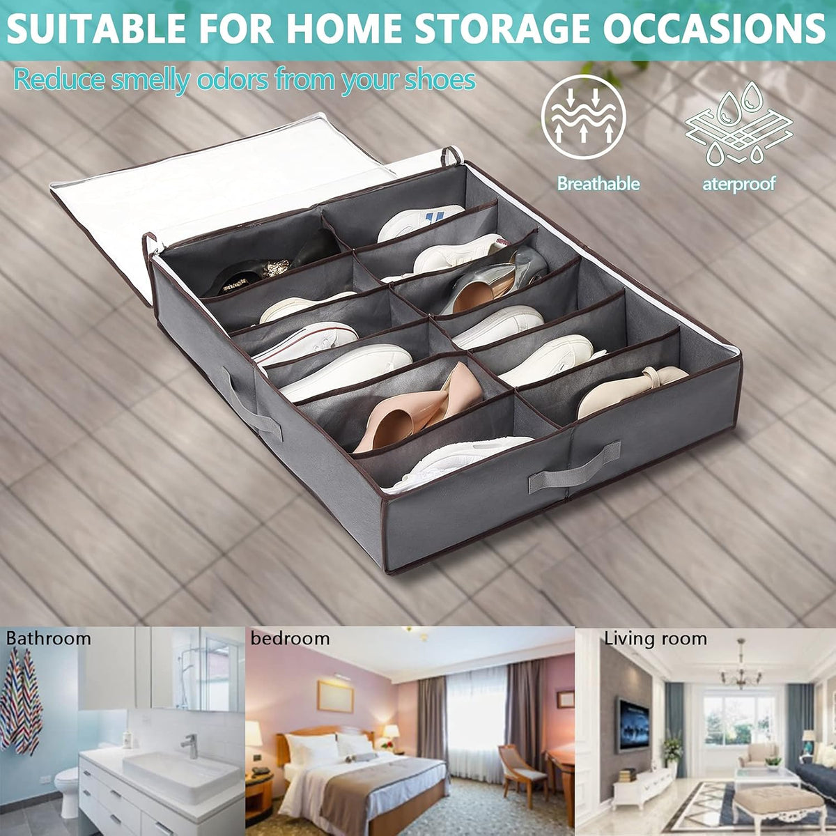 Under bed shoe organizer set