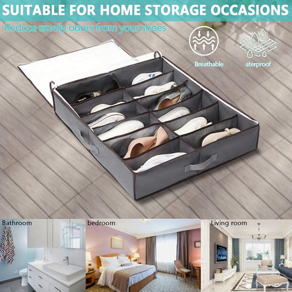 Under bed shoe organizer set