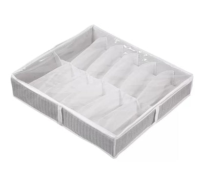 Under bed shoe storage organizer, white with grey
