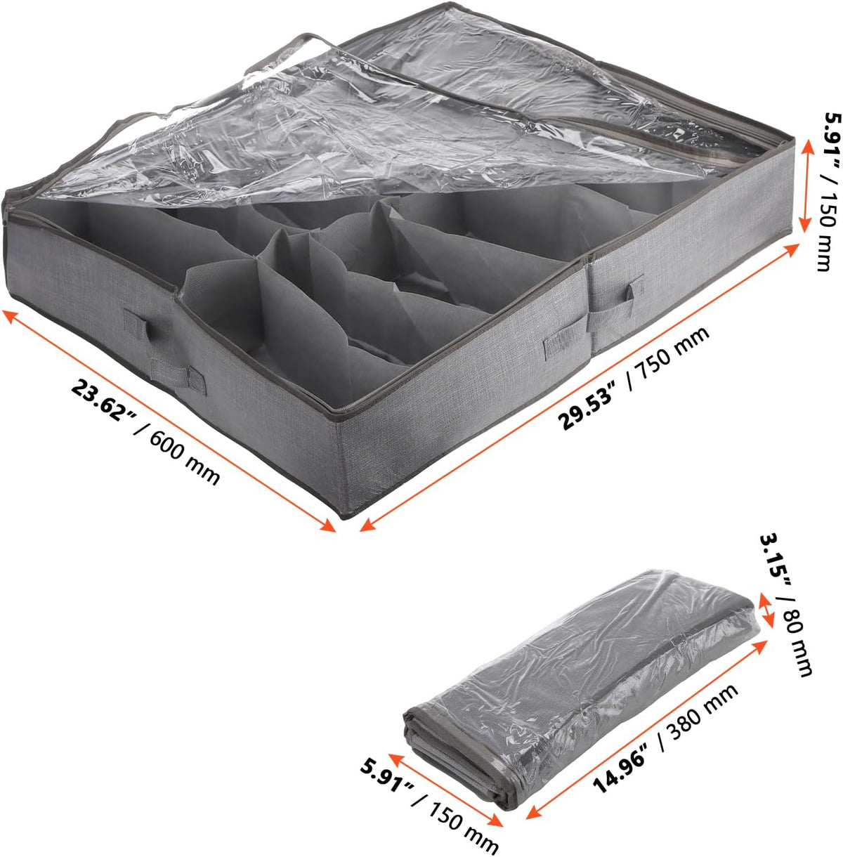Under bed storage with zipper