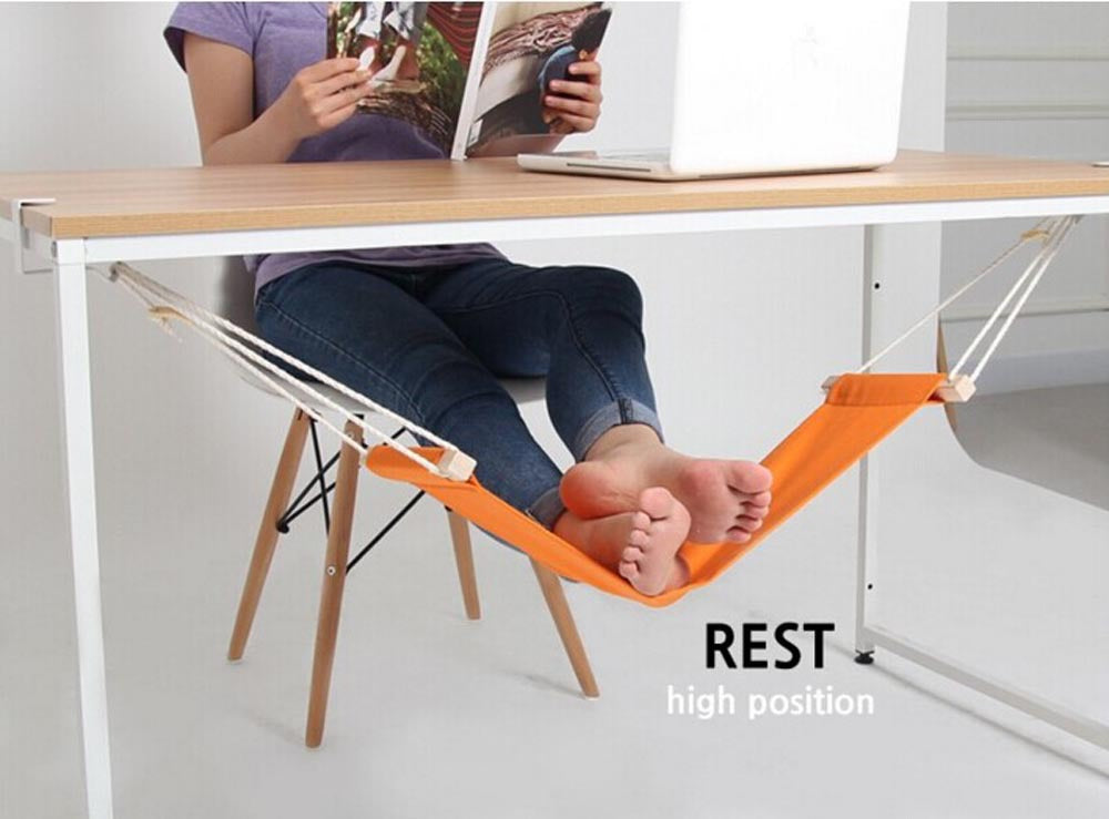 Under desk foot hammock for a comfortable leg rest