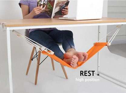 Under desk foot hammock for a comfortable leg rest