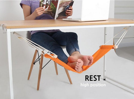Under desk foot hammock for a comfortable leg rest