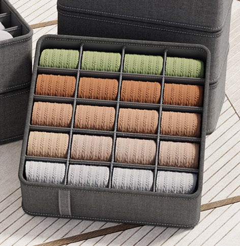 Underwear drawer organizer, 20 grids for socks in dark grey
