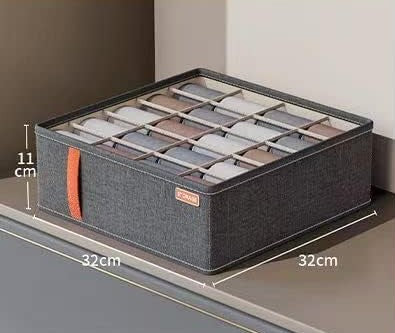 Underwear drawer organizer, 20 grids for socks in grey
