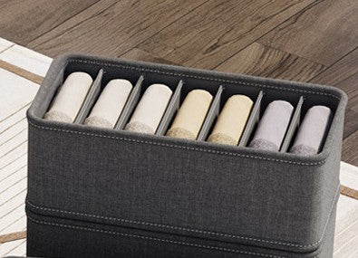 Underwear drawer organizer, 7 grids for undies or briefs in dark grey