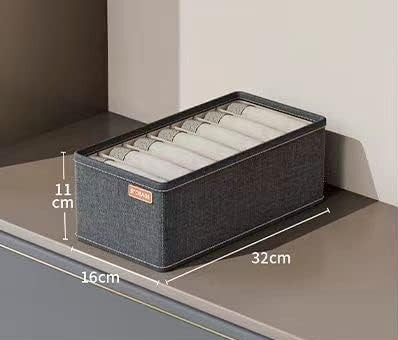 Underwear drawer organizer, 7 grids for undies or briefs in grey