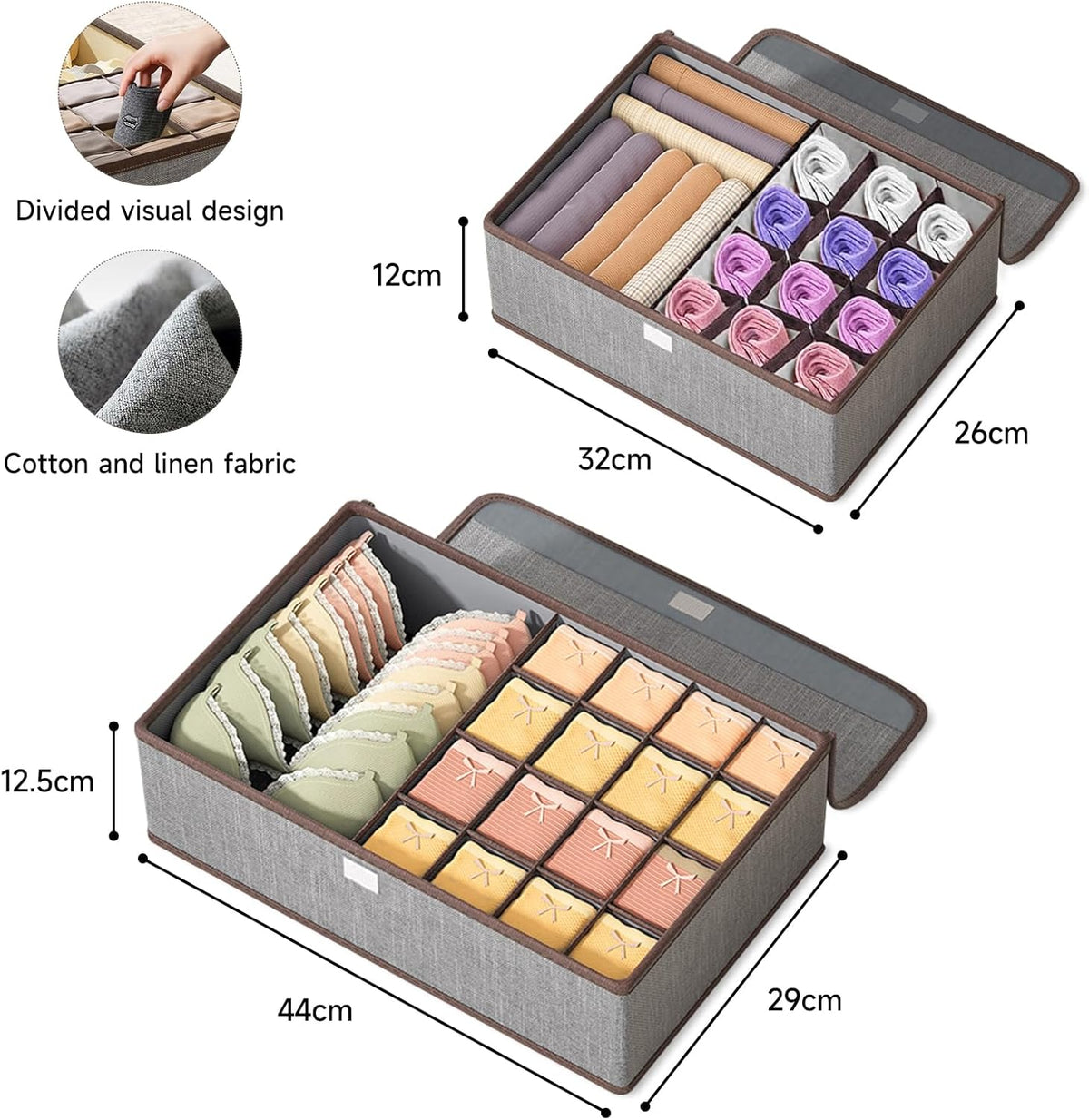 Bra storage box with compartments