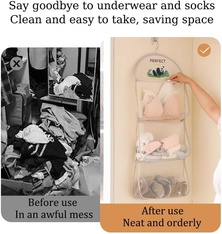 Hanging storage bag in use