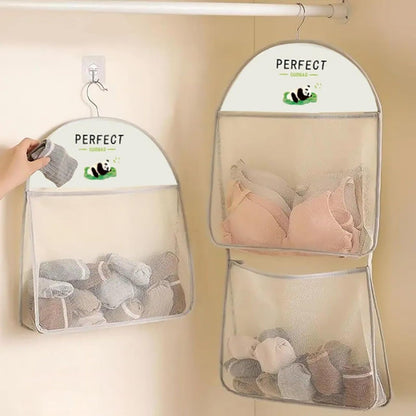 Hanging underwear storage bag with multiple layers