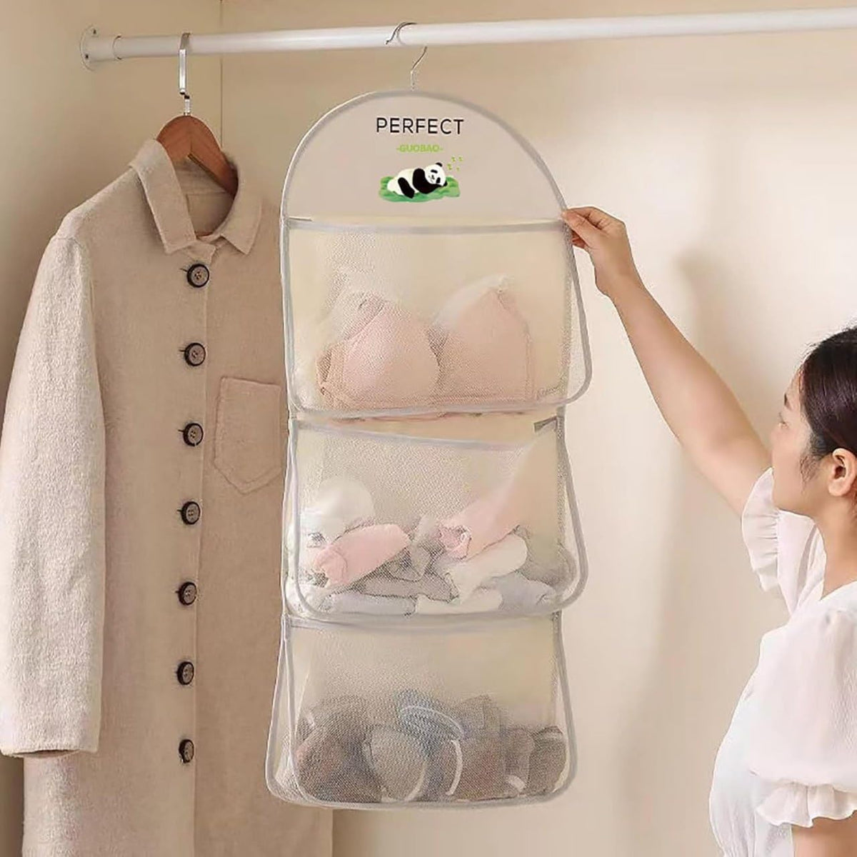 Underwear storage hanger, three levels