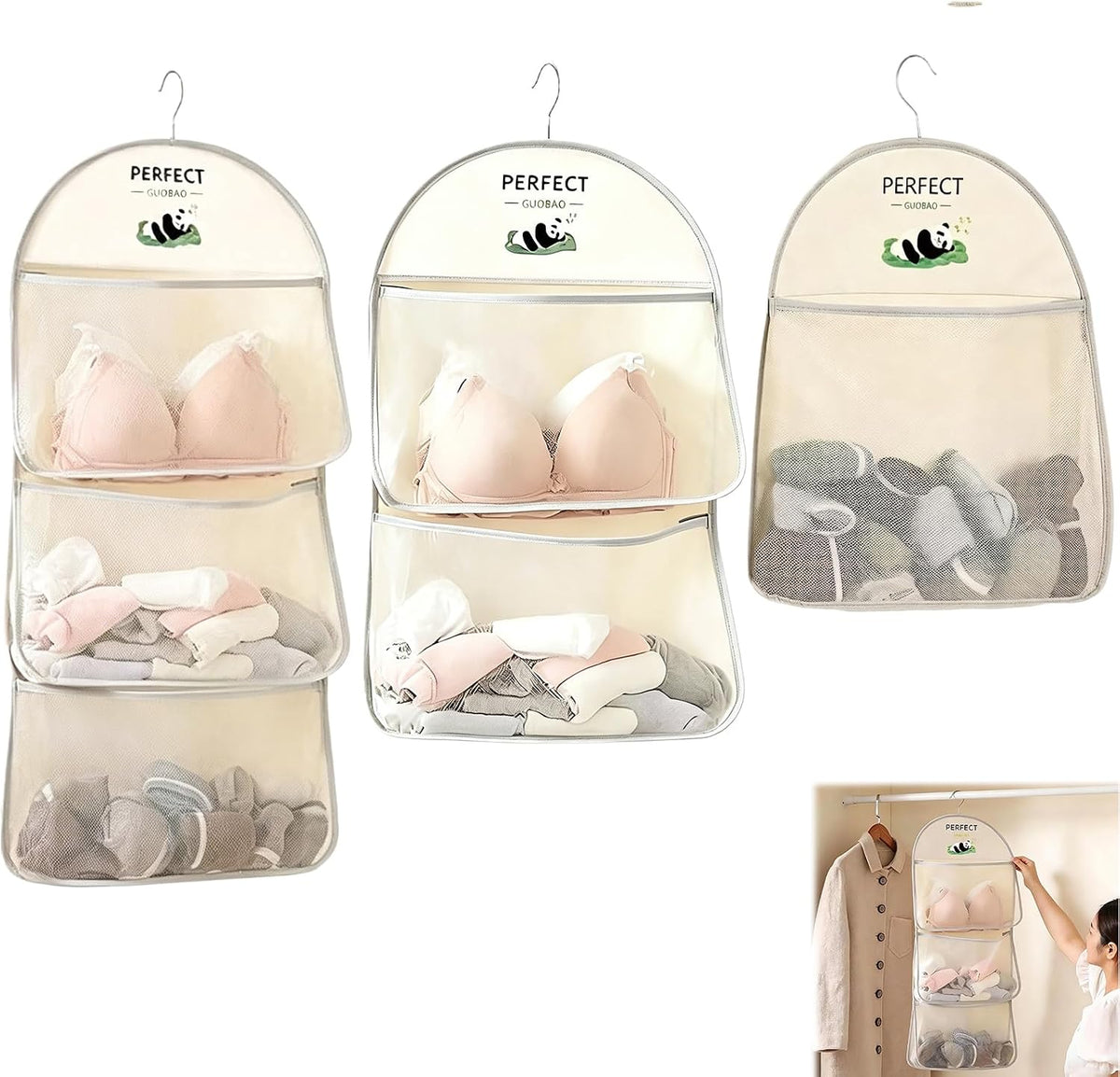 Hanging organizer for ties and scarves