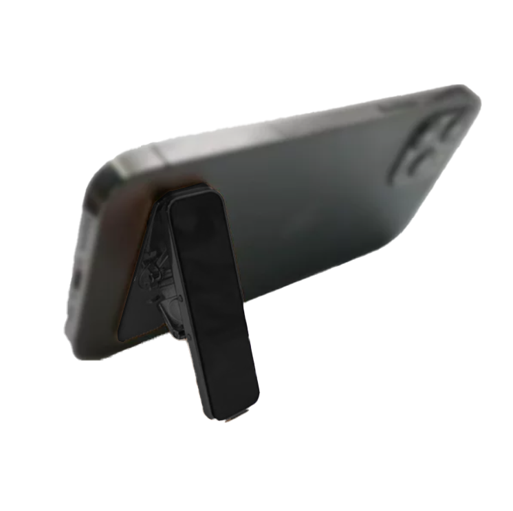 Universal 360 metal phone stand attached to the back of a phone