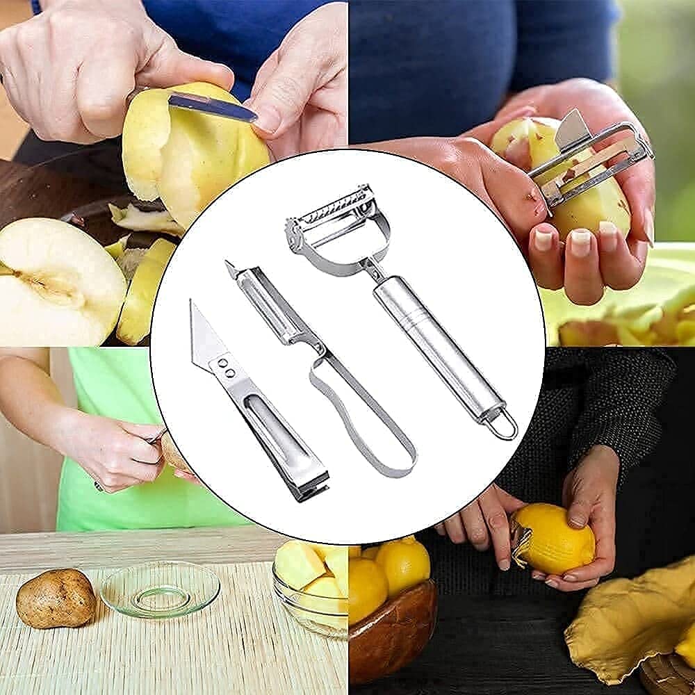 Stainless steel vegetable peeler and slicer set