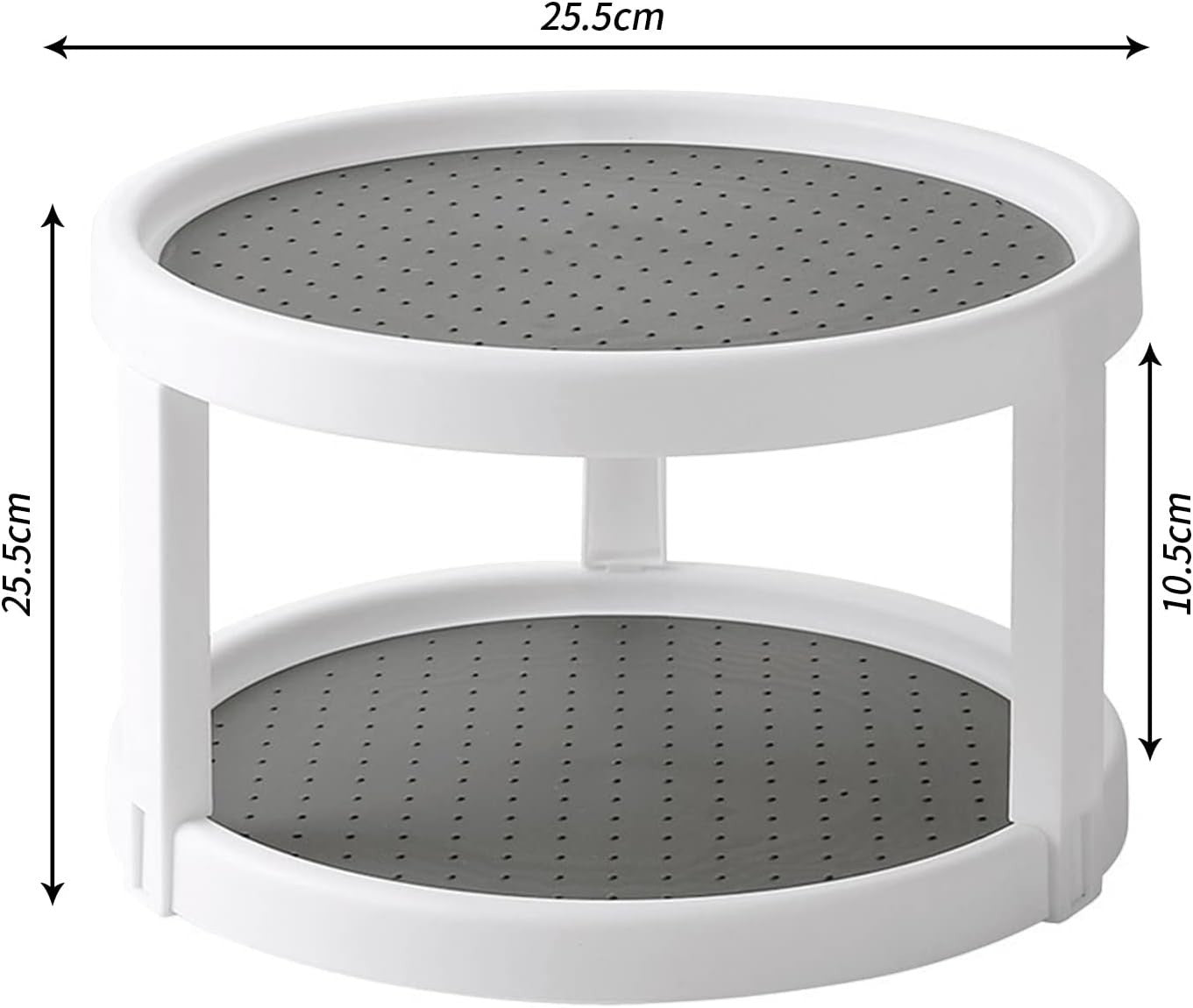 Waf Store Lebanon 2-tier rotating spice organizer with white frame and grey non-skid surface for kitchen storage