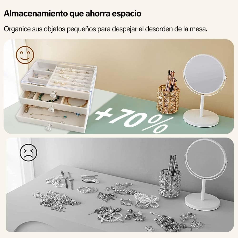 Waf Store Lebanon 3-drawer transparent acrylic jewelry box with soft velvet interior for organized storage.