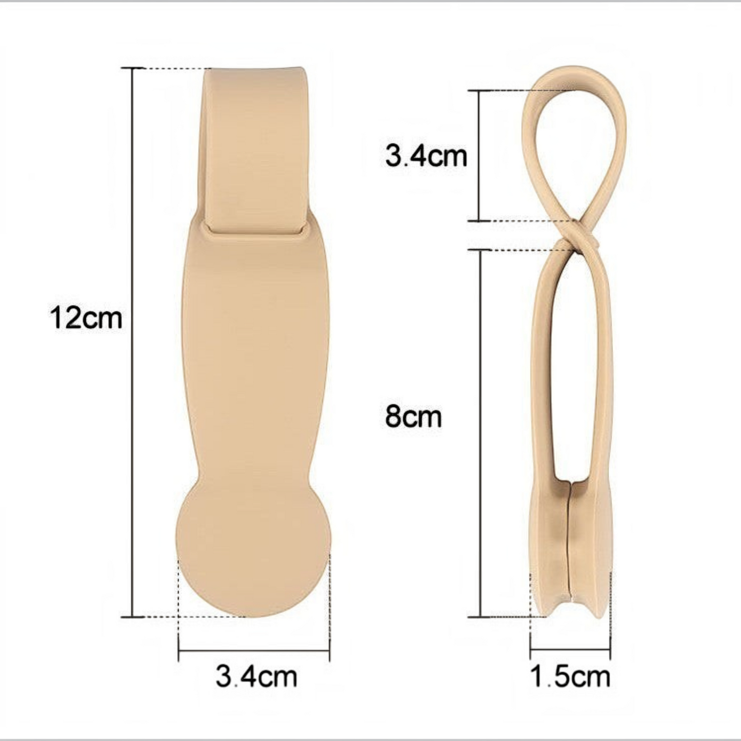 Waf Store Lebanon beige silicone magnetic hat clip showing dimensions for backpack or bag attachment