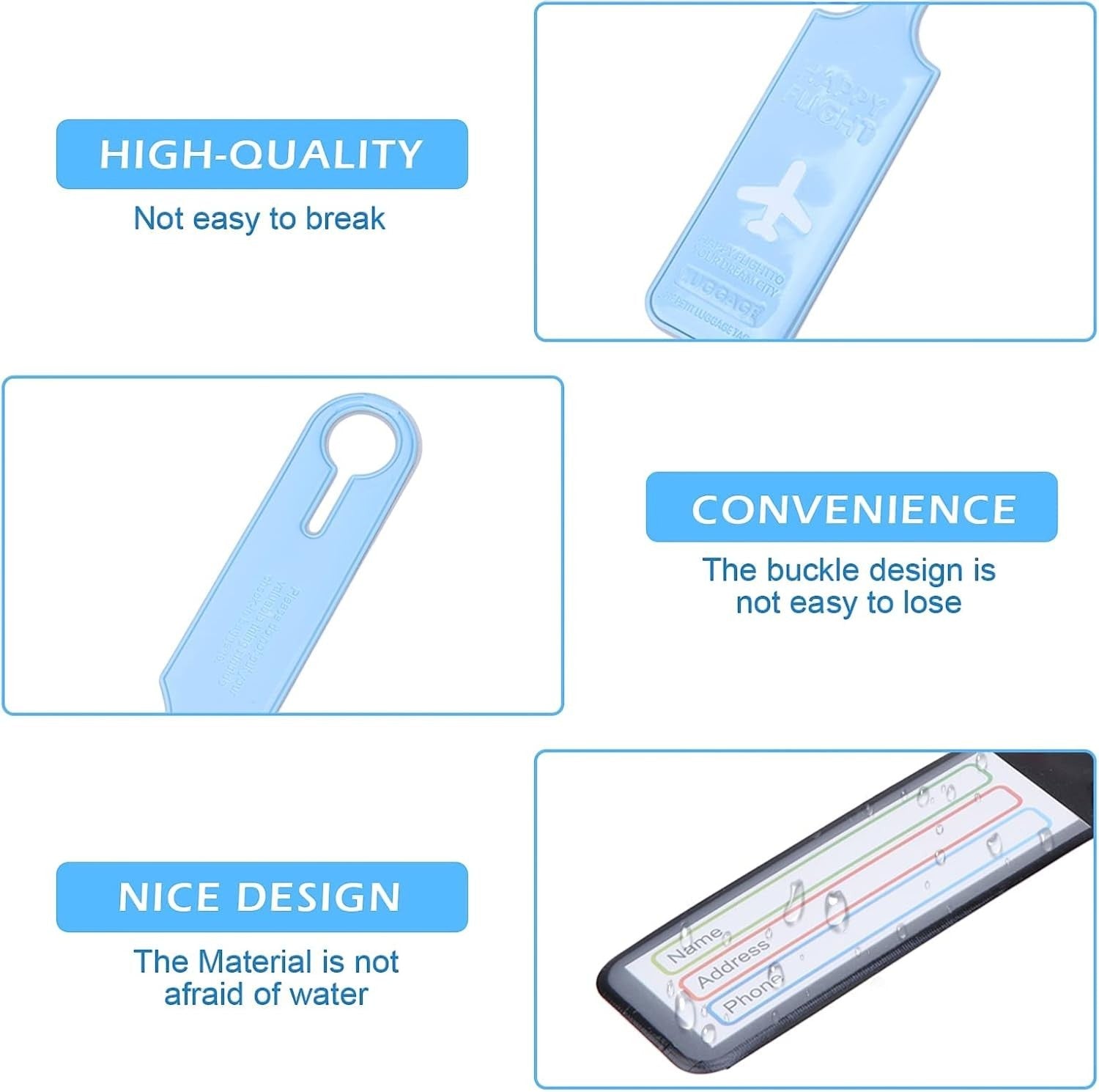 Waf Store Lebanon light blue flexible PVC luggage tags with buckle design and contact information card slot