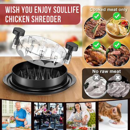 Waf Store Lebanon chicken shredder tool with star-shaped spikes, transparent lid, and non-slip base for cooked meat.