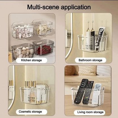 Waf Store Lebanon clear acrylic wall mounted storage box used for kitchen, bathroom, cosmetics, and living room items.