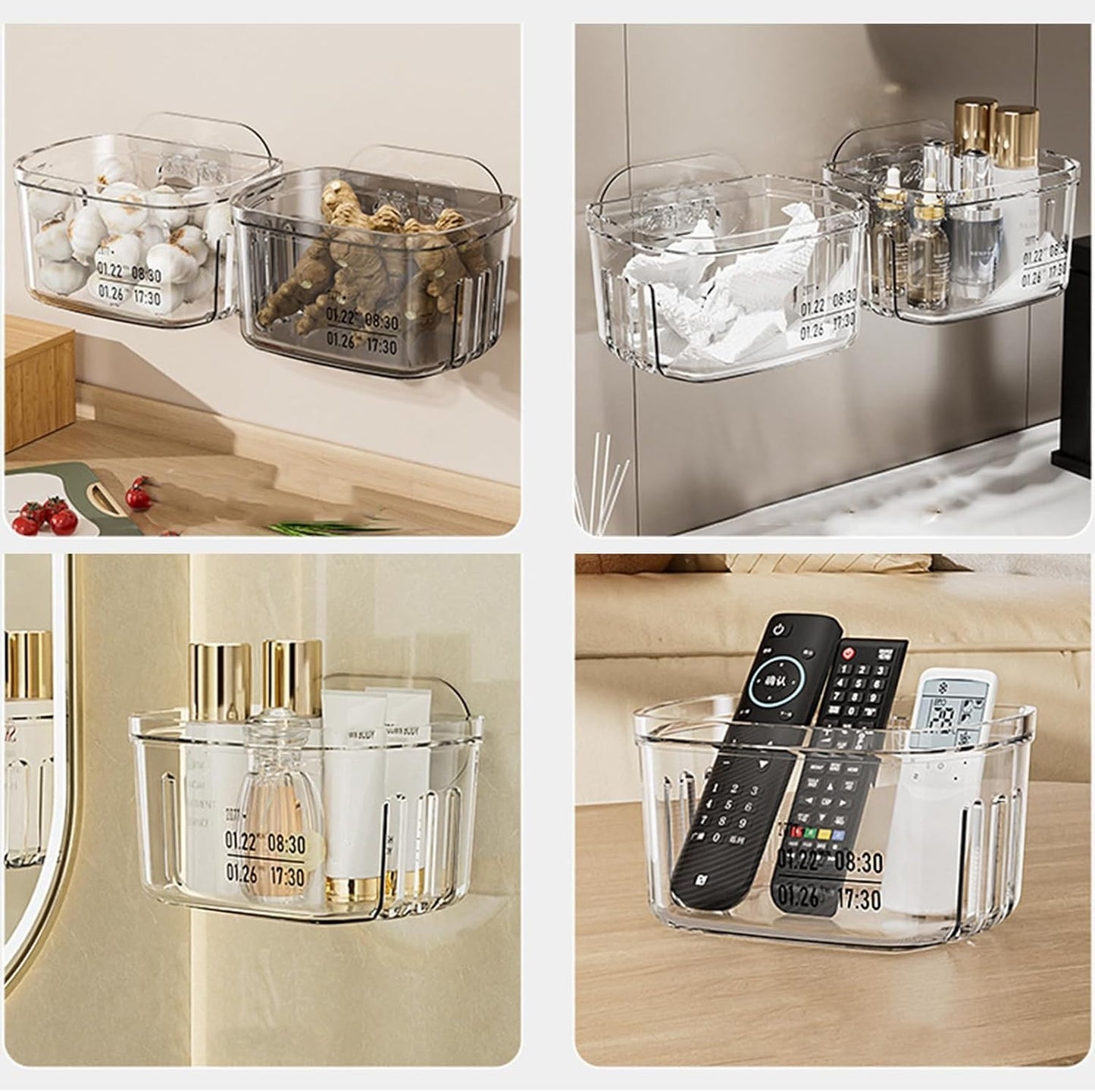 Waf Store Lebanon clear PET acrylic wall-mounted storage box for bathroom, kitchen, and home organization.