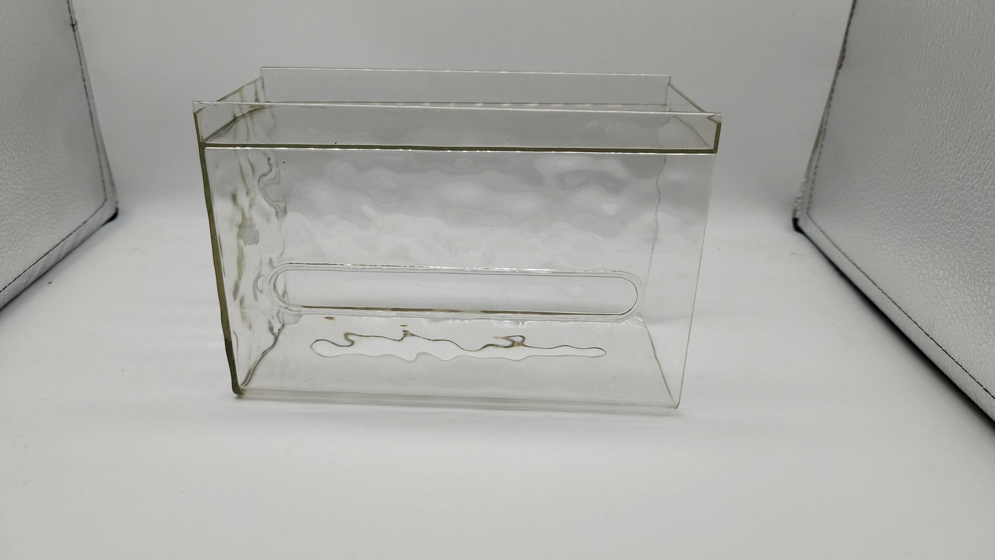 Waf Store Lebanon clear acrylic wall-mounted tissue box with a U-shaped opening for modern bathroom or kitchen decor.