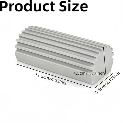 Waf Store Lebanon damp duster sponge with ribbed texture and dimensions shown for cleaning blinds and flat surfaces.