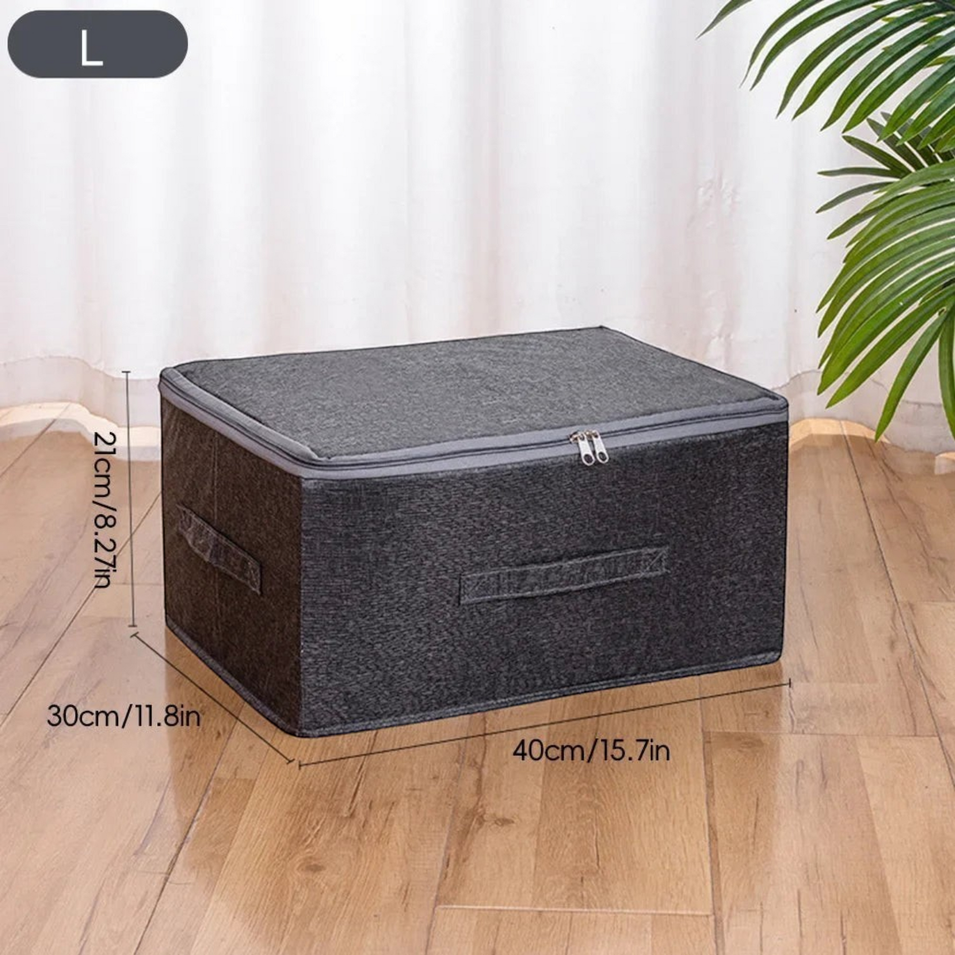 Waf Store Lebanon dark grey oxford fabric storage box with lid, zipper, and steel frame for organized wardrobe storage