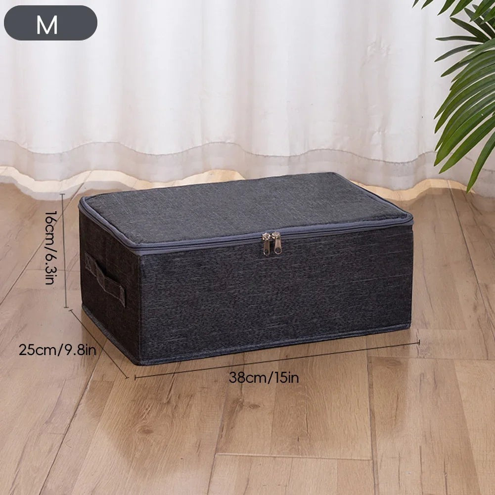 Waf Store Lebanon dark grey oxford fabric storage box with lid, zipper, and steel frame for wardrobe organization