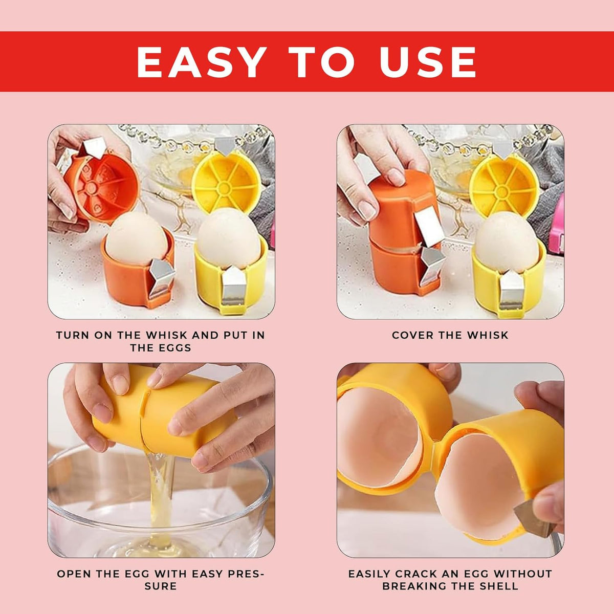 Waf Store Lebanon egg shell cracker tool in yellow and orange plastic with stainless steel blades for easy cracking