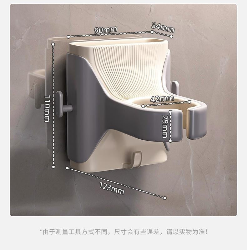 Waf Store Lebanon wall-mounted hair dryer holder in grey and beige with dimensions for bathroom organization.