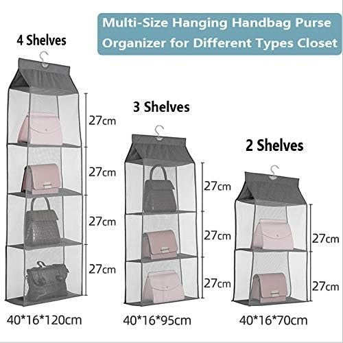 Waf Store Lebanon grey hanging handbag organizer with mesh shelves for closet storage in 2, 3, and 4 tier options.