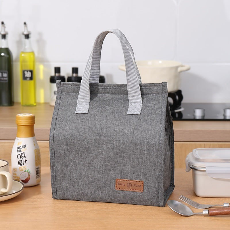 Waf Store Lebanon grey insulated lunch tote with cationic fabric, aluminum foil lining, and sturdy carry handles.