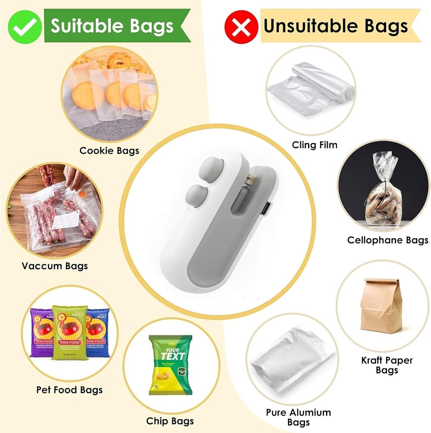 Waf Store Lebanon 2-in-1 portable USB rechargeable mini bag sealer and cutter for food preservation