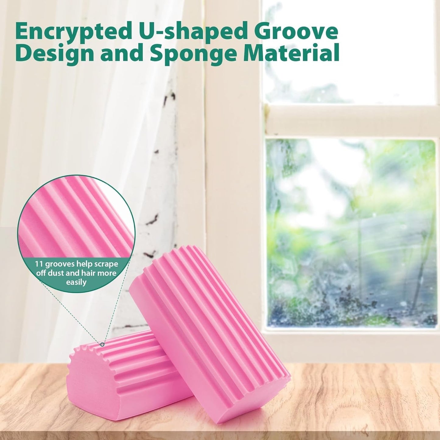 Waf Store Lebanon pink PVA damp duster sponge with U-shaped grooves for cleaning blinds and flat surfaces