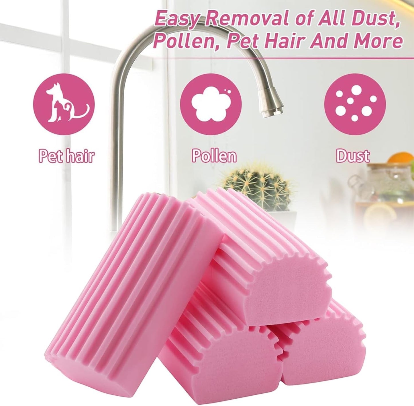 Waf Store Lebanon pink PVA damp duster sponges with ribbed texture for cleaning dust, pet hair, and pollen