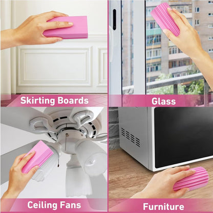 Waf Store Lebanon pink PVA damp duster sponge cleaning skirting boards, glass, ceiling fans, and furniture surfaces.