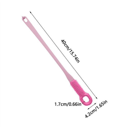 Waf Store Lebanon pink ergonomic toe cleaning brush with long handle for shower use and precise foot exfoliation.