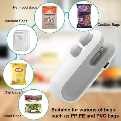 Waf Store Lebanon 2-in-1 portable USB rechargeable white plastic bag sealer and cutter for food storage bags