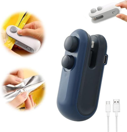 Waf Store Lebanon 2-in-1 portable USB rechargeable mini bag sealer and cutter in navy blue and white