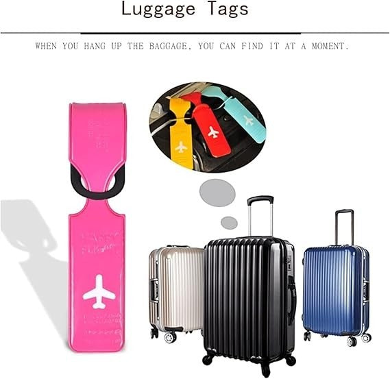 Waf Store Lebanon flexible pink PVC luggage tag with airplane icon for easy suitcase identification and travel safety