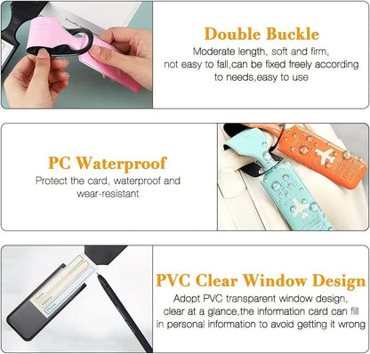 Waf Store Lebanon flexible PVC luggage tags with double buckle, waterproof design, and clear information window.