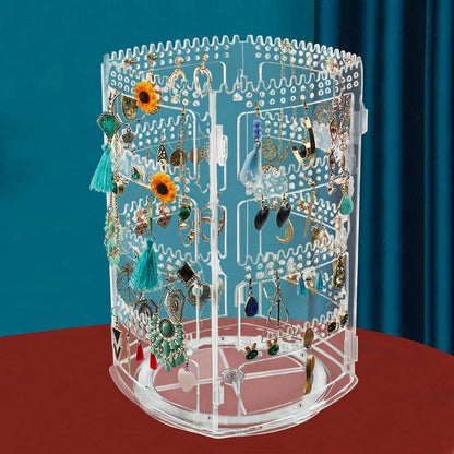Waf Store Lebanon rotating clear acrylic jewelry organizer stand with 168 holes for necklaces, earrings, and bracelets.
