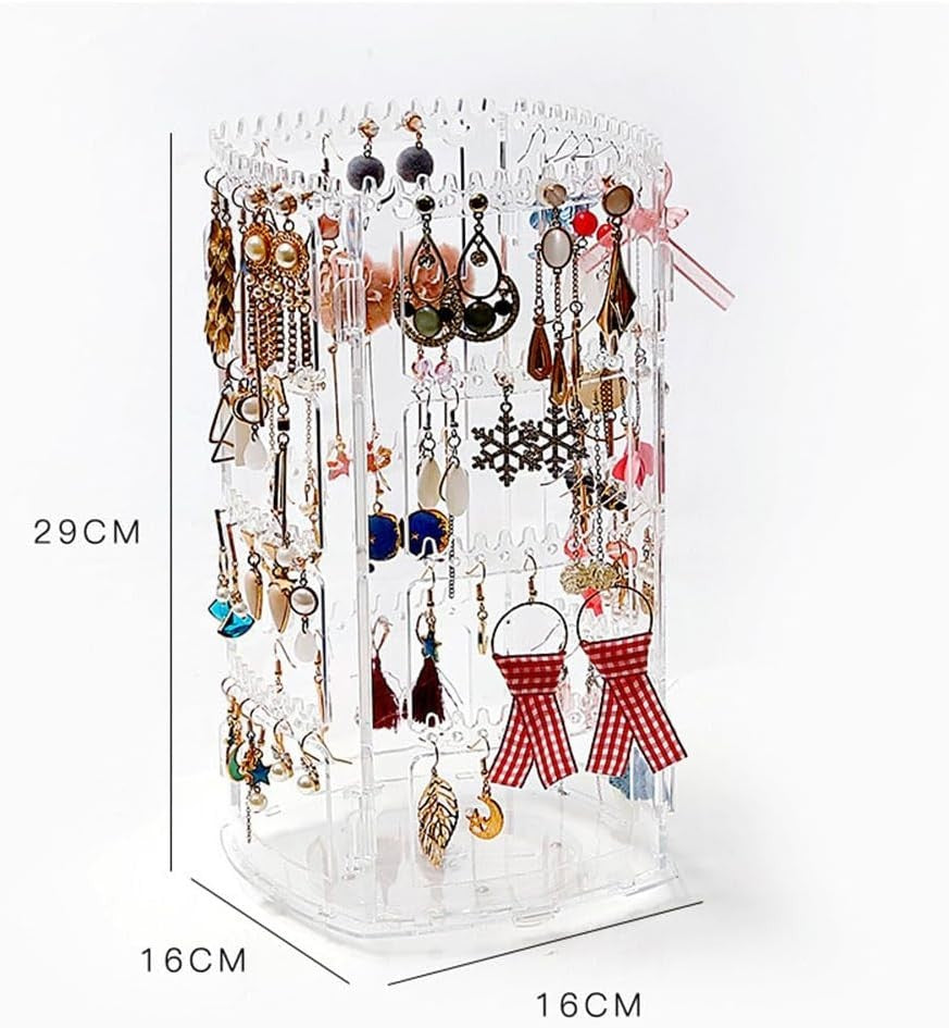 Waf Store Lebanon rotating acrylic jewelry organizer stand with 168 holes for hanging earrings, necklaces, and bracelets