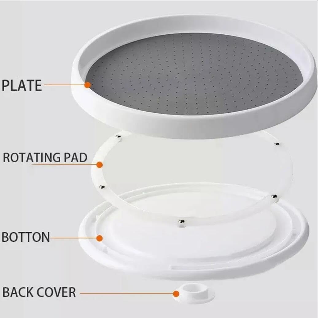 Waf Store Lebanon 360-degree rotating spice organizer turntable with non-skid grey surface and white plastic base.