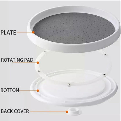 Waf Store Lebanon 360-degree rotating spice organizer turntable with non-skid grey surface and white plastic base.