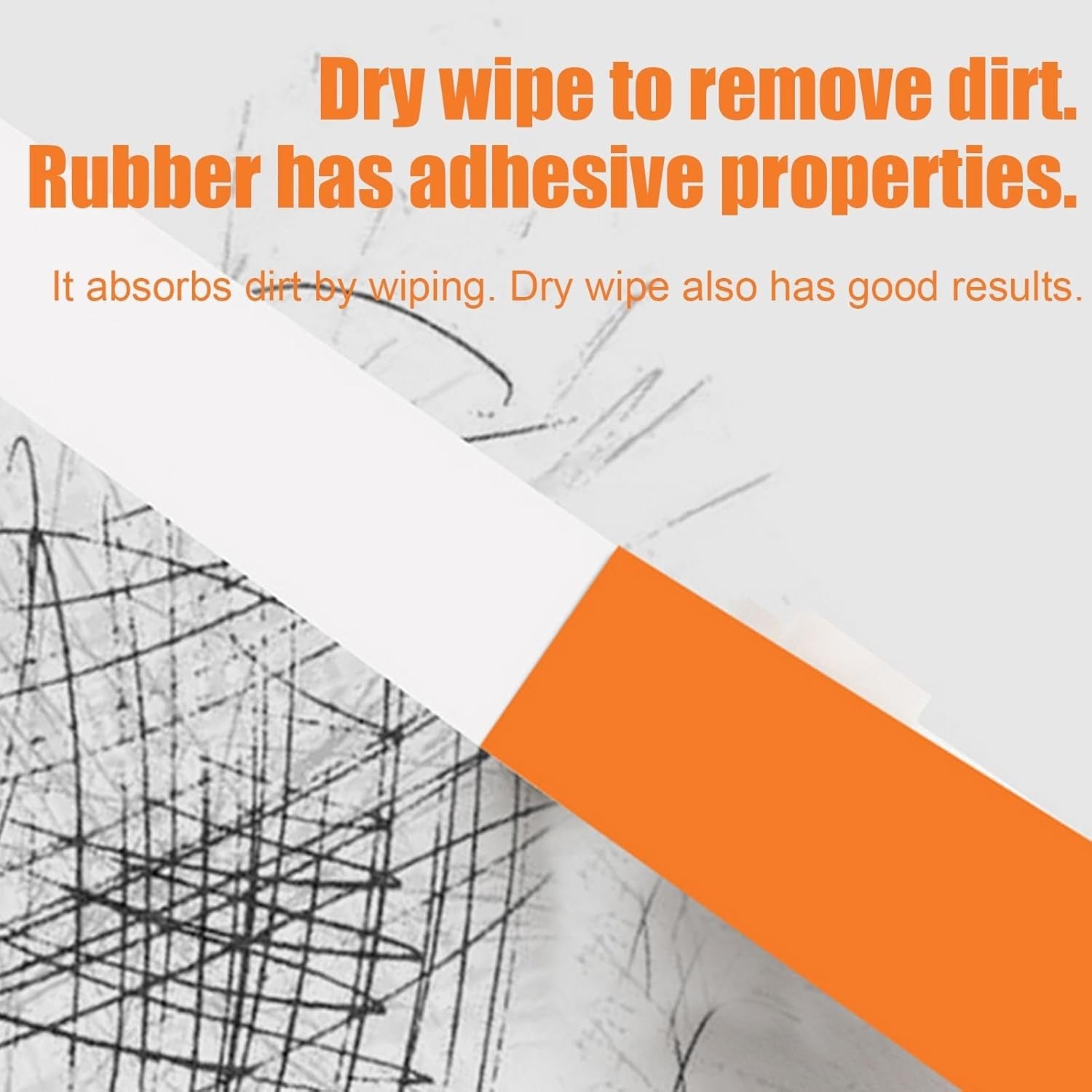 Waf Store Lebanon rust removal eraser cleaning a surface with scribbles, showing effective dry wiping action.