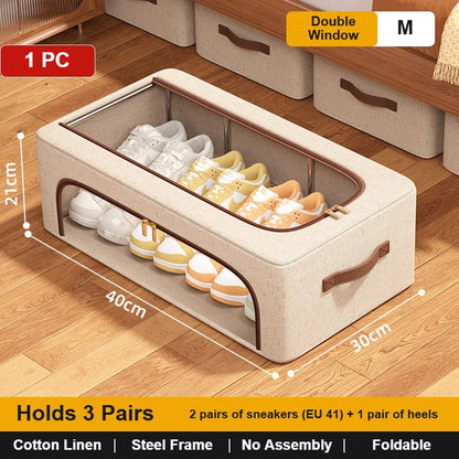 Foldable shoe storage box, double window, medium 40 x 30 x 21 cm