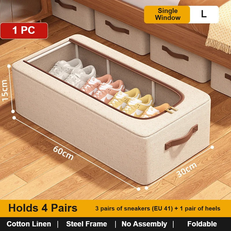 Foldable shoe storage box, single window, large 60 x 30 x 15 cm