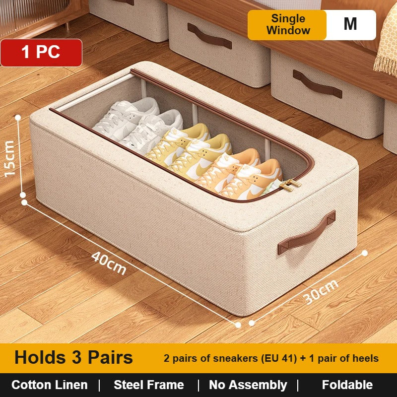 Foldable shoe storage box, single window, medium 40 x 30 x 15 cm